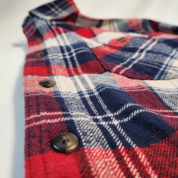 CE Schmidt Workwear Flannel Button Up Size Large Red & Blue 100% Cotton - Picture 8 of 8